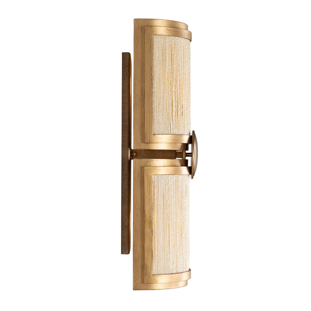 Kalco Lighting 526821PABMG Pearlized Antique Brass With Modern Gold Button 16-in 2 Light Socket Pearlized Antique Brass Modern Gold Wall Sconce Image 4
