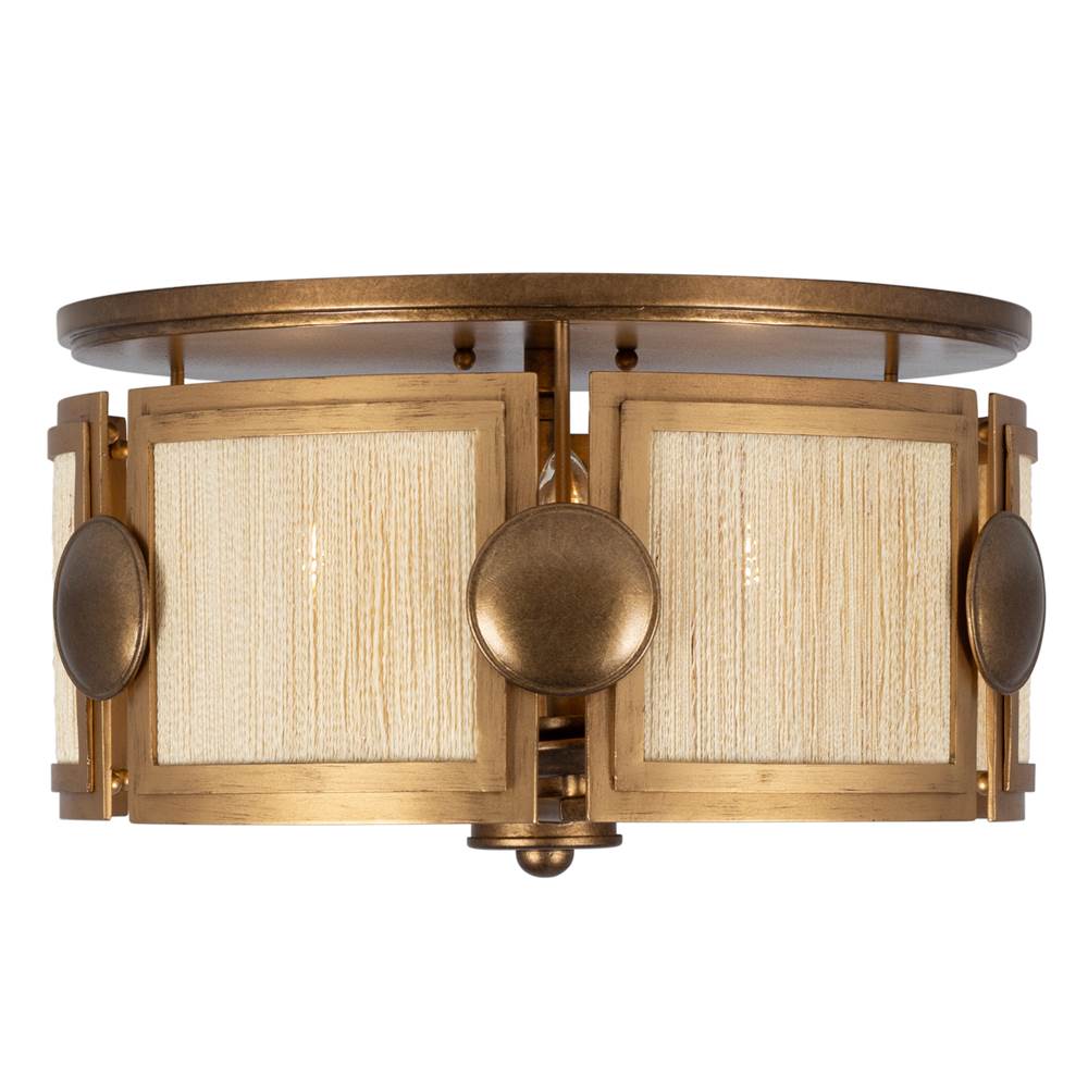 Kalco Lighting 526845PABMG Pearlized Antique Brass With Modern Gold Button 19-in 3 Light Socket Pearlized Antique Brass And Modern Gold Semi-flush Mount Image 1