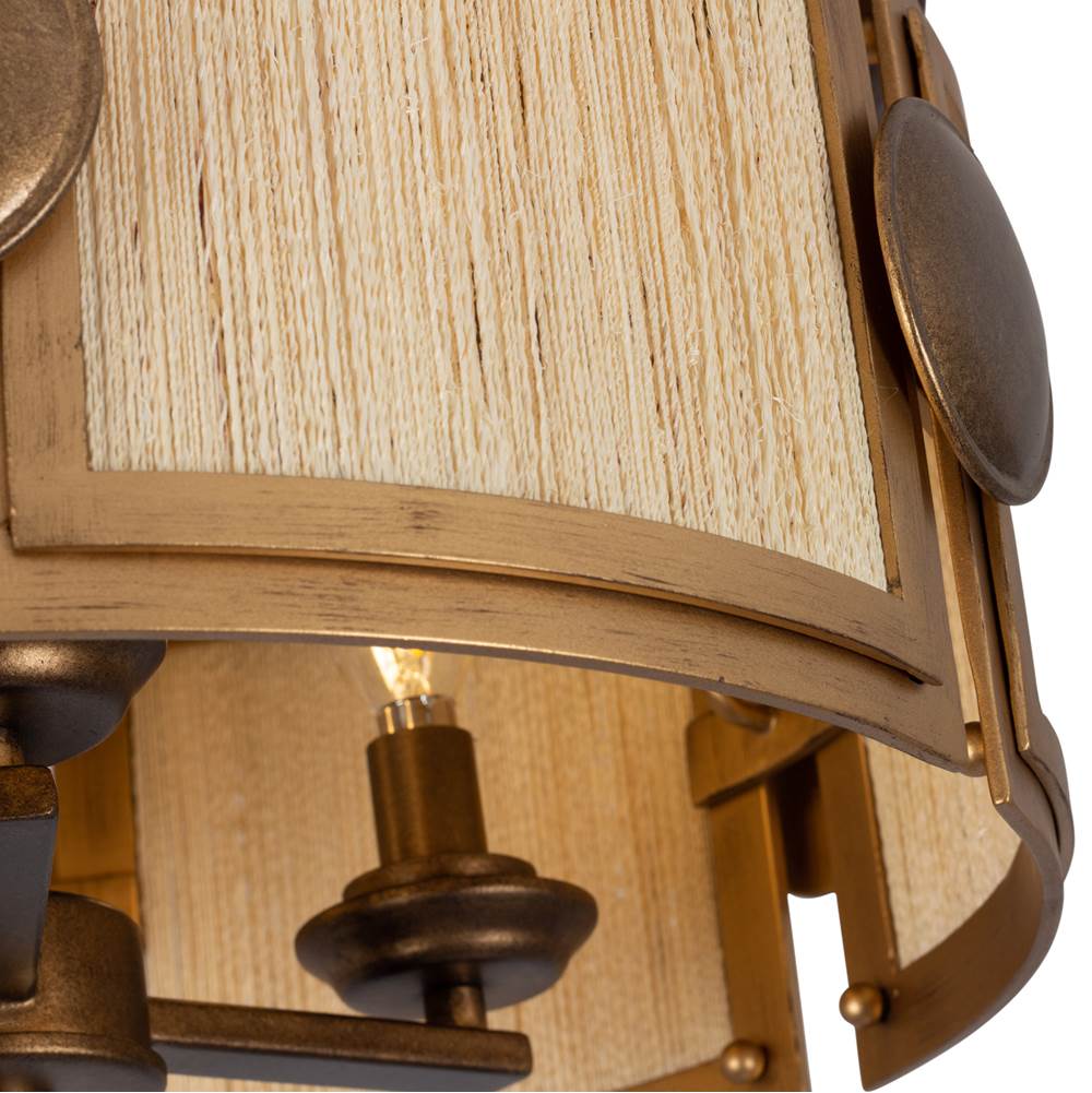 Kalco Lighting 526845PABMG Pearlized Antique Brass With Modern Gold Button 19-in 3 Light Socket Pearlized Antique Brass And Modern Gold Semi-flush Mount Image 2