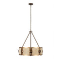 Kalco Lighting 526855PABMG Pearlized Antique Brass With Modern Gold Button 29-in 8 Light Socket Pearlized Antique Brass And Modern Gold Chandelier Image 1
