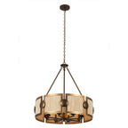 Kalco Lighting Button 29-in 8 Light Socket Pearlized Antique Brass And Modern Gold Chandelier