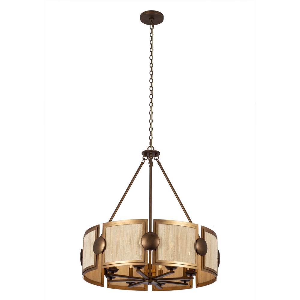 Kalco Lighting Button 29-in 8 Light Socket Pearlized Antique Brass And Modern Gold Chandelier