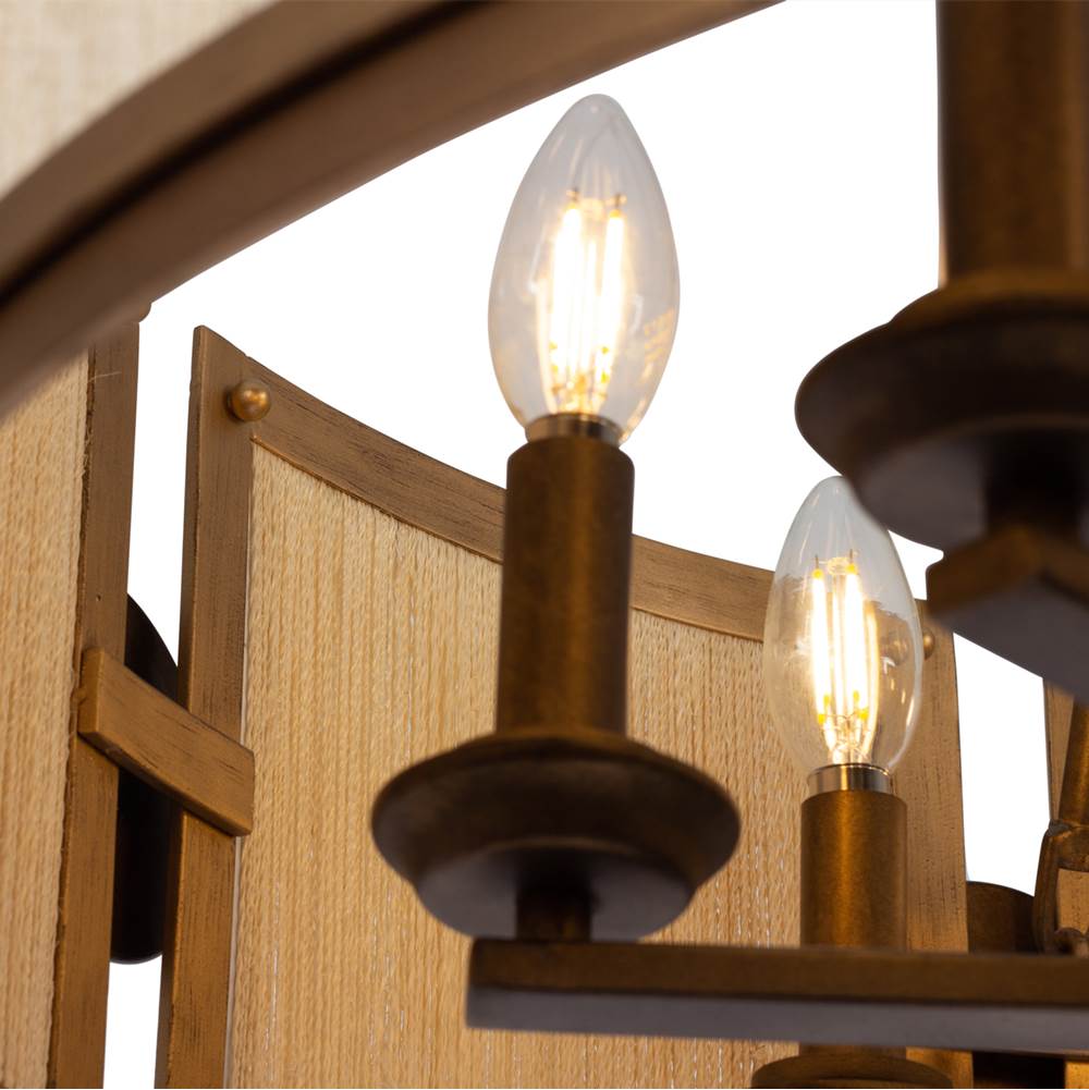 Kalco Lighting 526855PABMG Pearlized Antique Brass With Modern Gold Button 29-in 8 Light Socket Pearlized Antique Brass And Modern Gold Chandelier Image 3