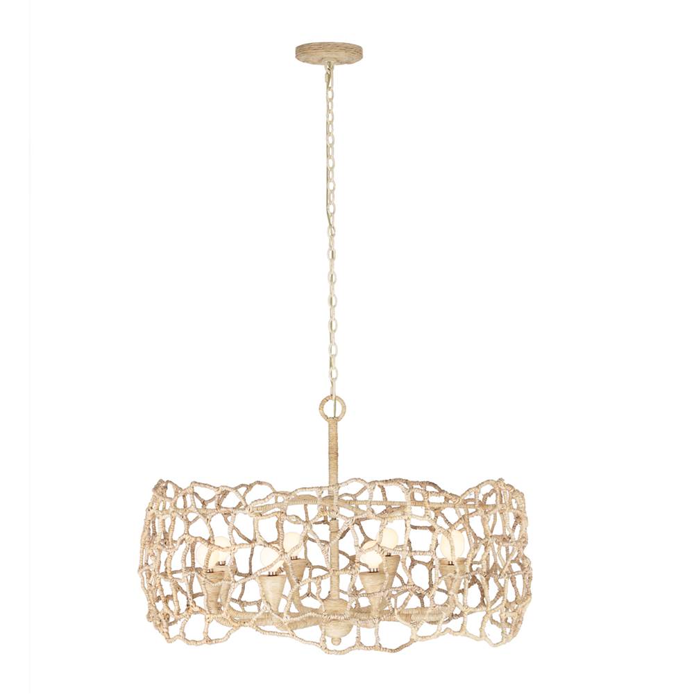 Kalco Lighting 527355WIV Warm Ivory Reef 34-in 8 Light Socket Warm Ivory Chandelier Image 1