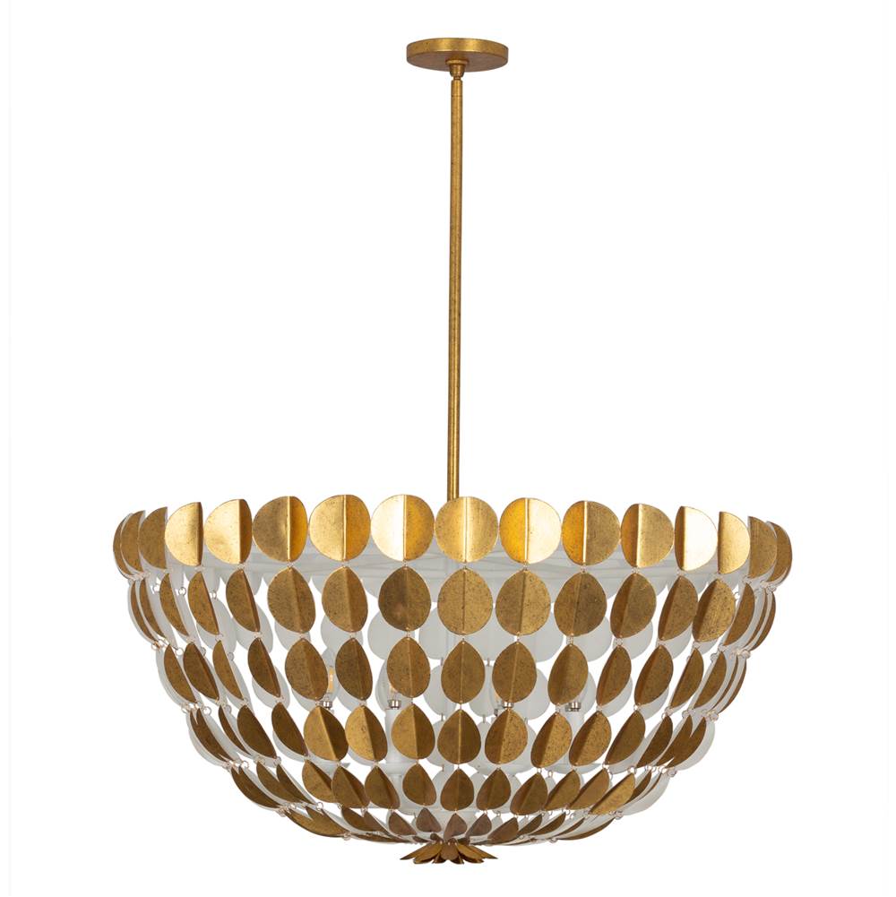 Kalco Lighting Amor 36-in 8 Light Socket Oxidized Gold Leaf And White Chandelier