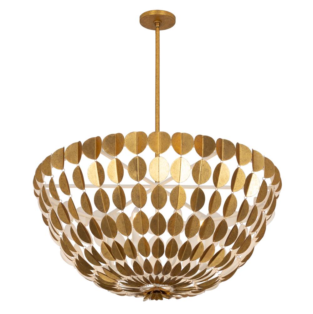 Kalco Lighting 527455OLW Oxidized Gold Leaf With White Amor 36-in 8 Light Socket Oxidized Gold Leaf And White Chandelier Image 9