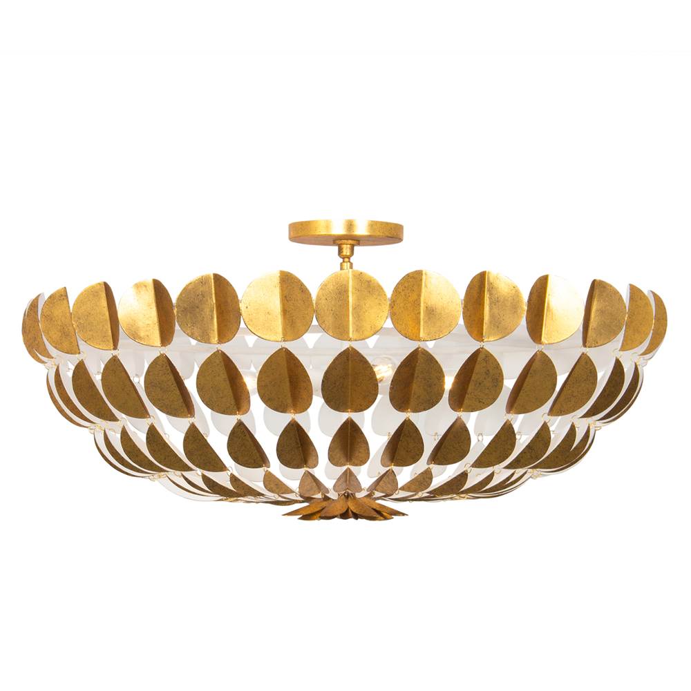 Kalco Lighting 527456OLW Oxidized Gold Leaf With White Amor 30.75-in 6 Light Socket Oxidized Gold Leaf And White Chandelier Image 1