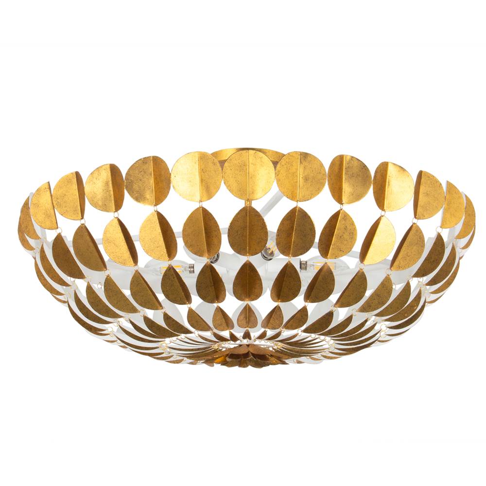 Kalco Lighting Amor 30.75-in 6 Light Socket Oxidized Gold Leaf And White Chandelier