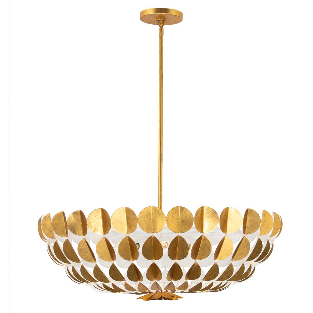 Kalco Lighting 527456OLW Oxidized Gold Leaf With White Amor 30.75-in 6 Light Socket Oxidized Gold Leaf And White Chandelier Image 7