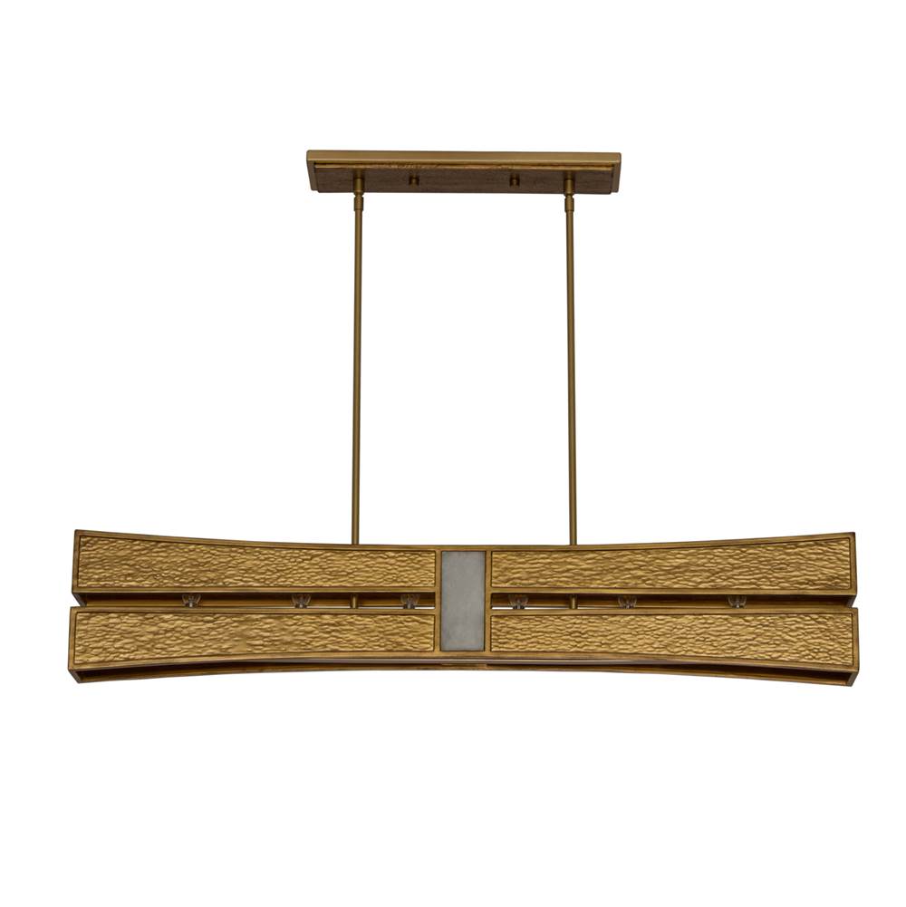 Kalco Lighting Dos 48-in 6 Light Socket Rustic Gold And Brushed Gold Linear Pendant
