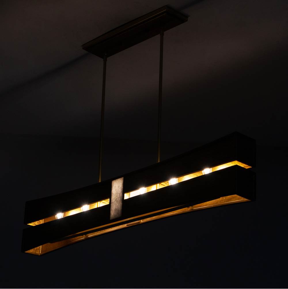 Kalco Lighting 528461RBG Rustic Gold With Brushed Gold Dos 48-in 6 Light Socket Rustic Gold And Brushed Gold Linear Pendant Image 6
