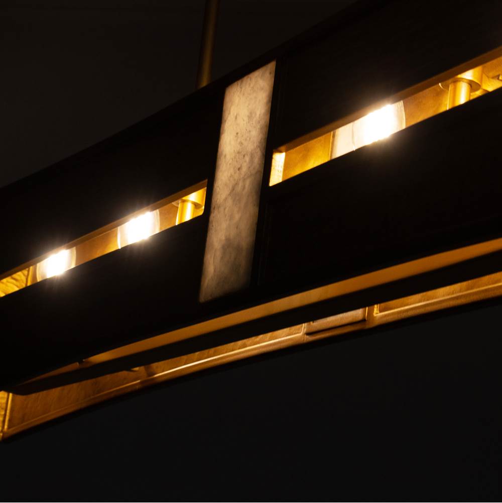 Kalco Lighting 528461RBG Rustic Gold With Brushed Gold Dos 48-in 6 Light Socket Rustic Gold And Brushed Gold Linear Pendant Image 5