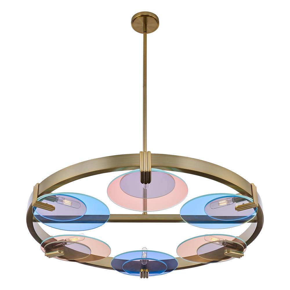 Kalco Lighting 528555WB Winter Brass Optics 36-in 6 Light Socket Winter Brass Chandelier Image 1