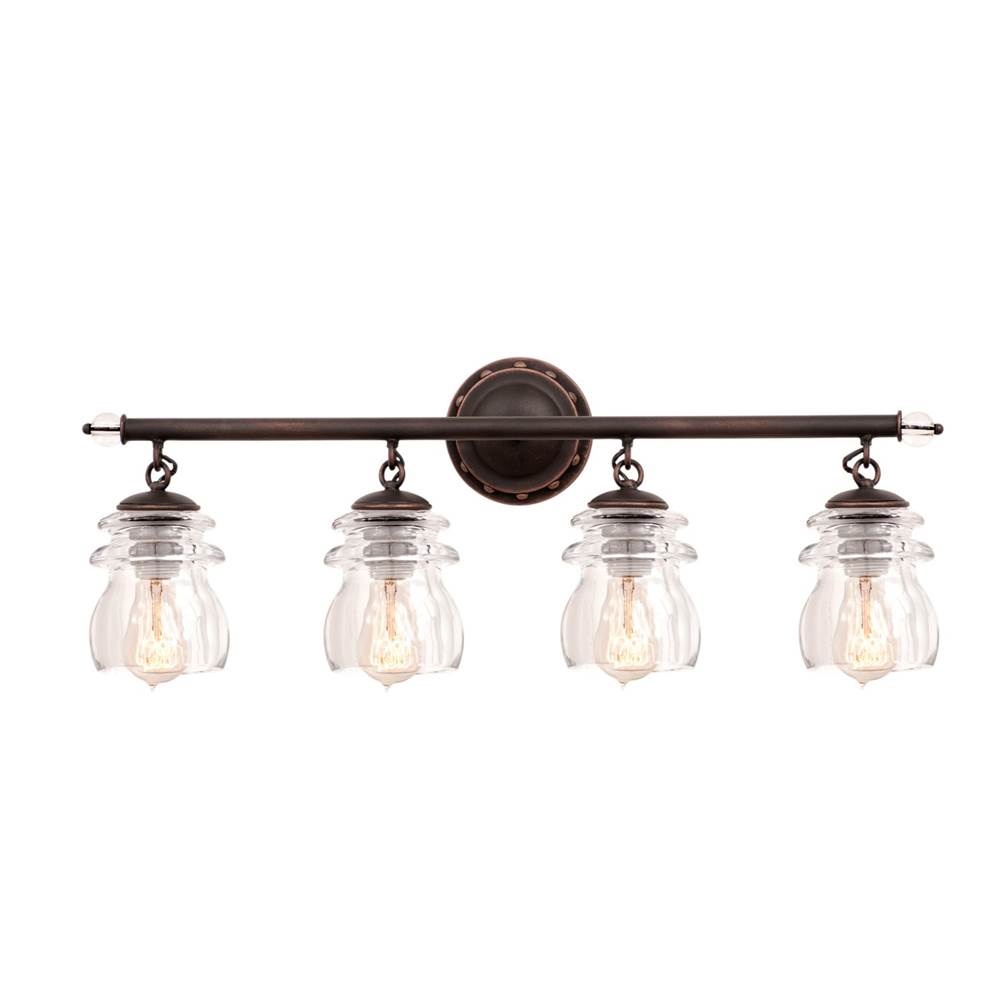 Kalco Lighting Brierfield 28-in 4 Light Socket Antique Copper Vanity Light