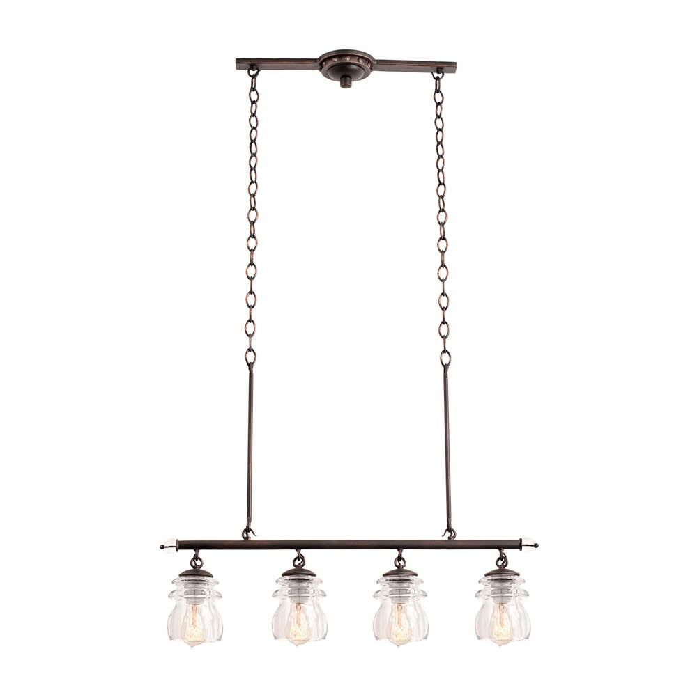 Kalco Lighting Brierfield 31-in 4 Light Socket Antique Copper Linear Pendant