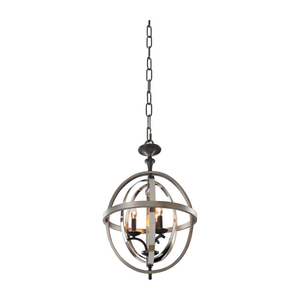 Kalco Lighting Rothwell 17.5-in 3 Light Socket Polished Satin Nickel Multi-pendant