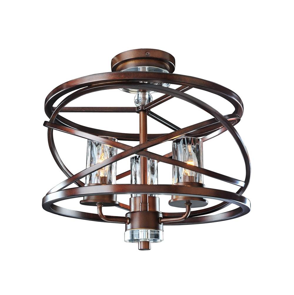 Kalco Lighting Eternity 17-in 3 Light Socket Etruscan Bronze Semi-flush Mount