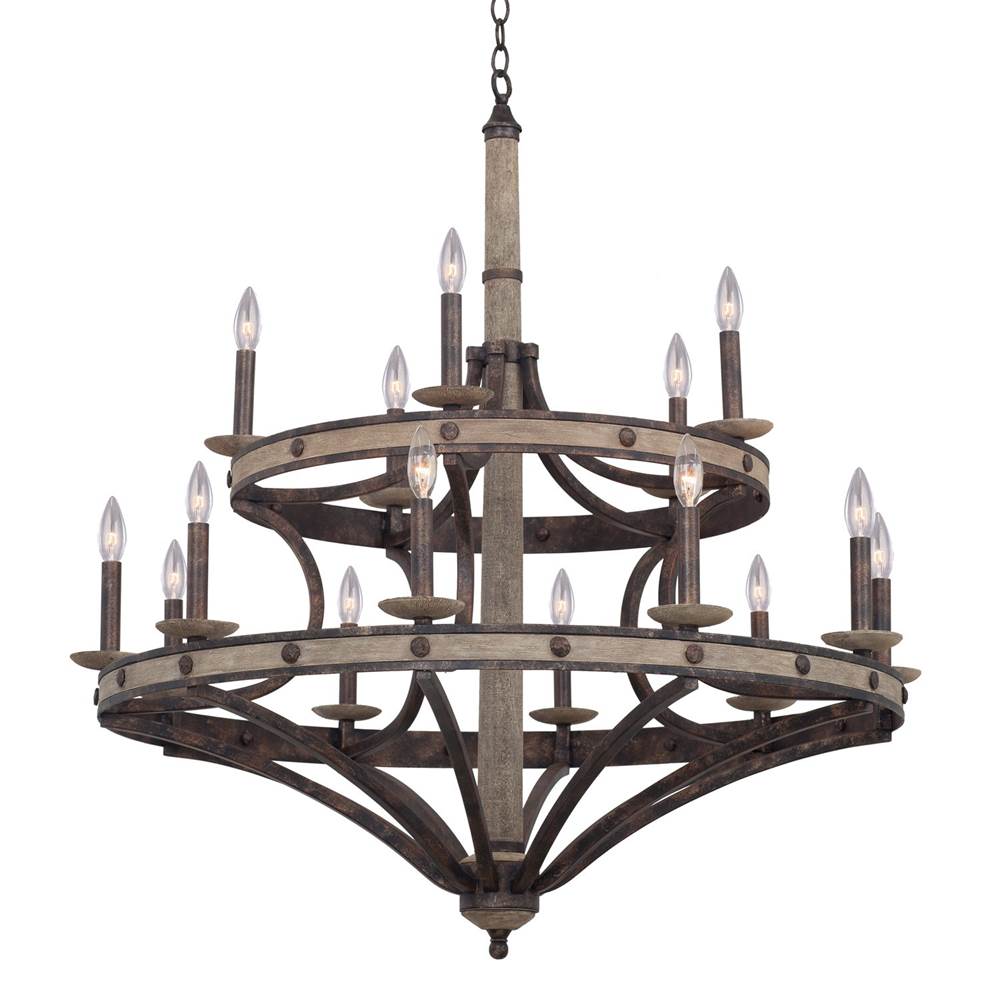 Kalco Lighting 7040FG Florence Gold Coronado 38-in 15 Light Socket Florence Gold Tiered Chandelier Image 1
