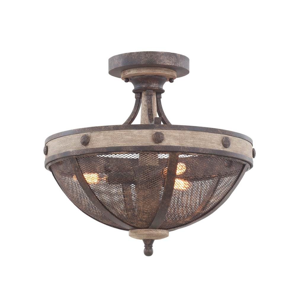 Kalco Lighting Coronado 16-in 3 Light Socket Florence Gold Semi-flush Mount