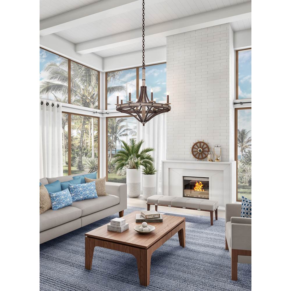 Kalco Lighting Coronado 32-in 8 Light Socket Florence Gold Chandelier