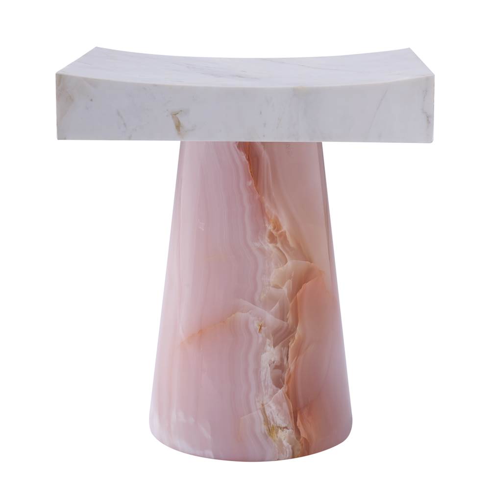 Kalco Lighting 800907 Pink Jade With White Marble Giada 16-in Pink Jade/white Marble Table Image 1