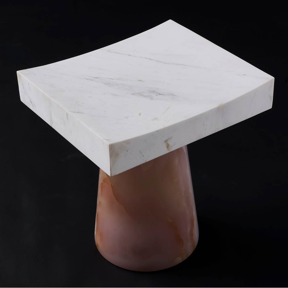 Kalco Lighting 800907 Pink Jade With White Marble Giada 16-in Pink Jade/white Marble Table Image 4