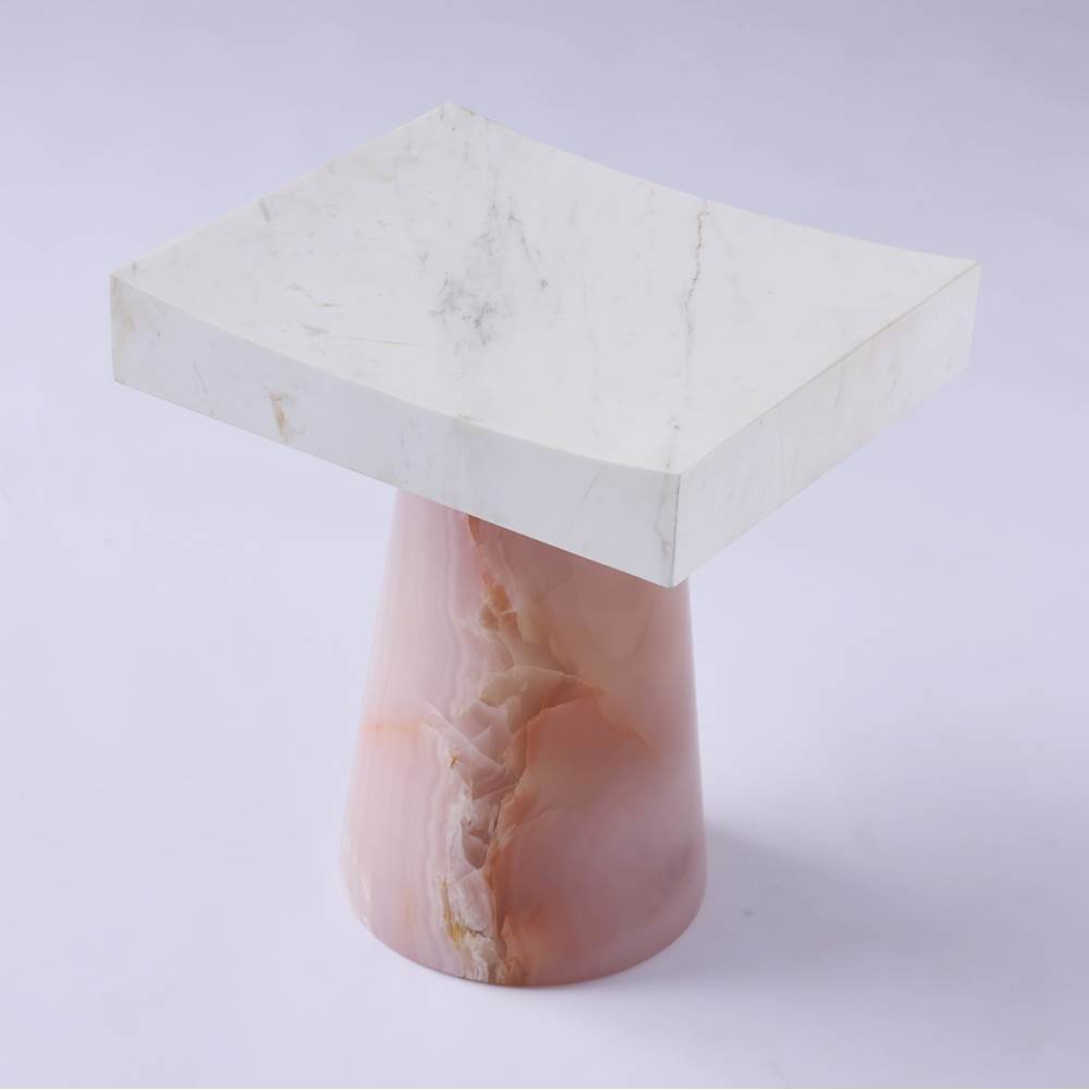 Kalco Lighting 800907 Pink Jade With White Marble Giada 16-in Pink Jade/white Marble Table Image 3