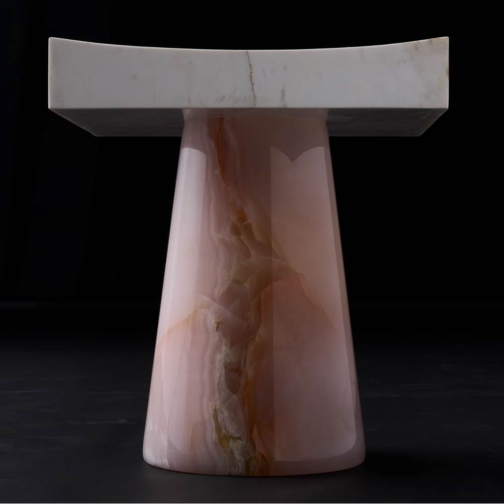Kalco Lighting 800907 Pink Jade With White Marble Giada 16-in Pink Jade/white Marble Table Image 2