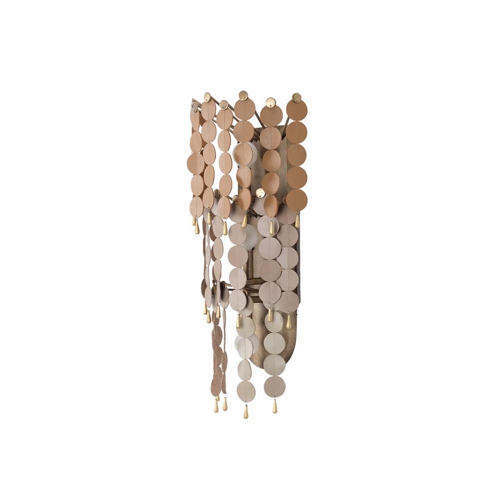 Kalco Lighting 522323PAB Pearlized Antique Brass Pelt 24.5-in 3 Light Socket Pearlized Antique Brass Wall Sconce Image 3
