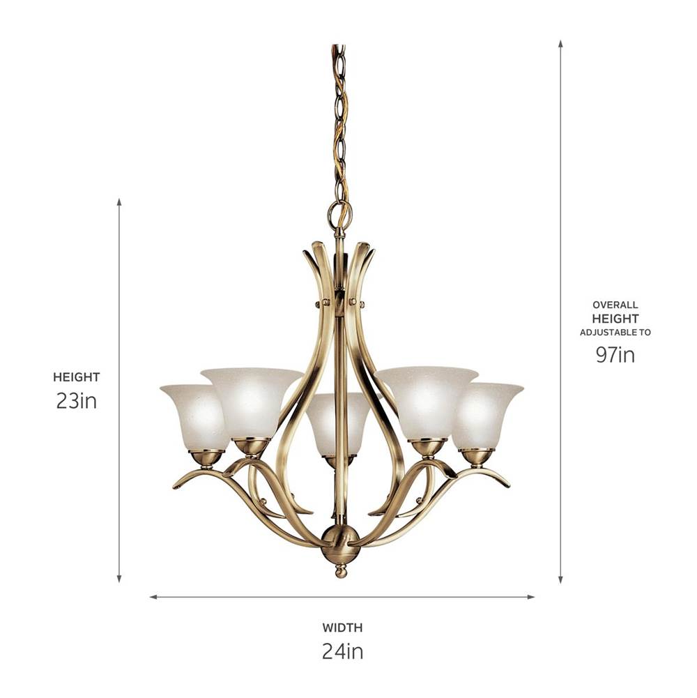 Kichler Lighting 2020AB Antique Brass Chandelier 5lt Image 4