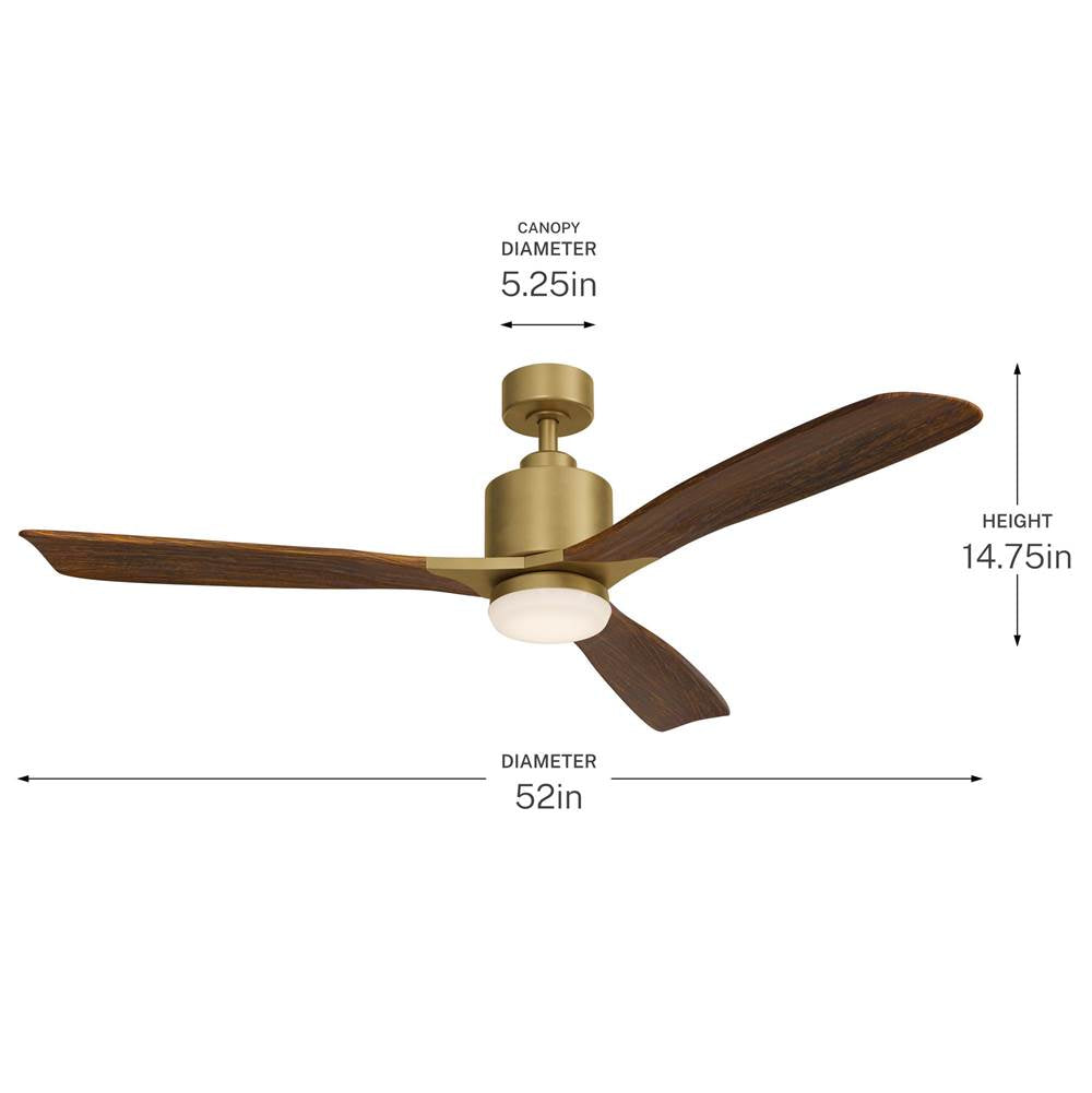 Kichler Lighting 300027NBR Natural Brass 52 Inch Ridley Ii Fan Led Image 2