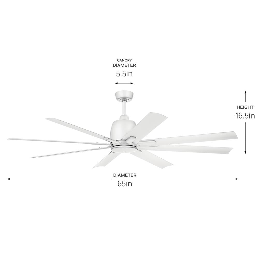 Kichler Lighting 310265MWH Matte White 65 Inch Breda Fan Image 5