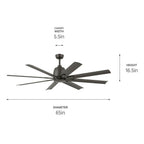 Kichler Lighting 310265SNB Satin Natural Bronze 65 Inch Breda Fan Image 2