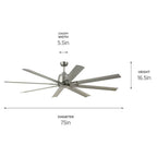 Kichler Lighting 310275NI Brushed Nickel 75 Inch Breda Fan Image 2