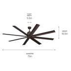 Kichler Lighting 310275SNB Satin Natural Bronze 75 Inch Breda Fan Image 2