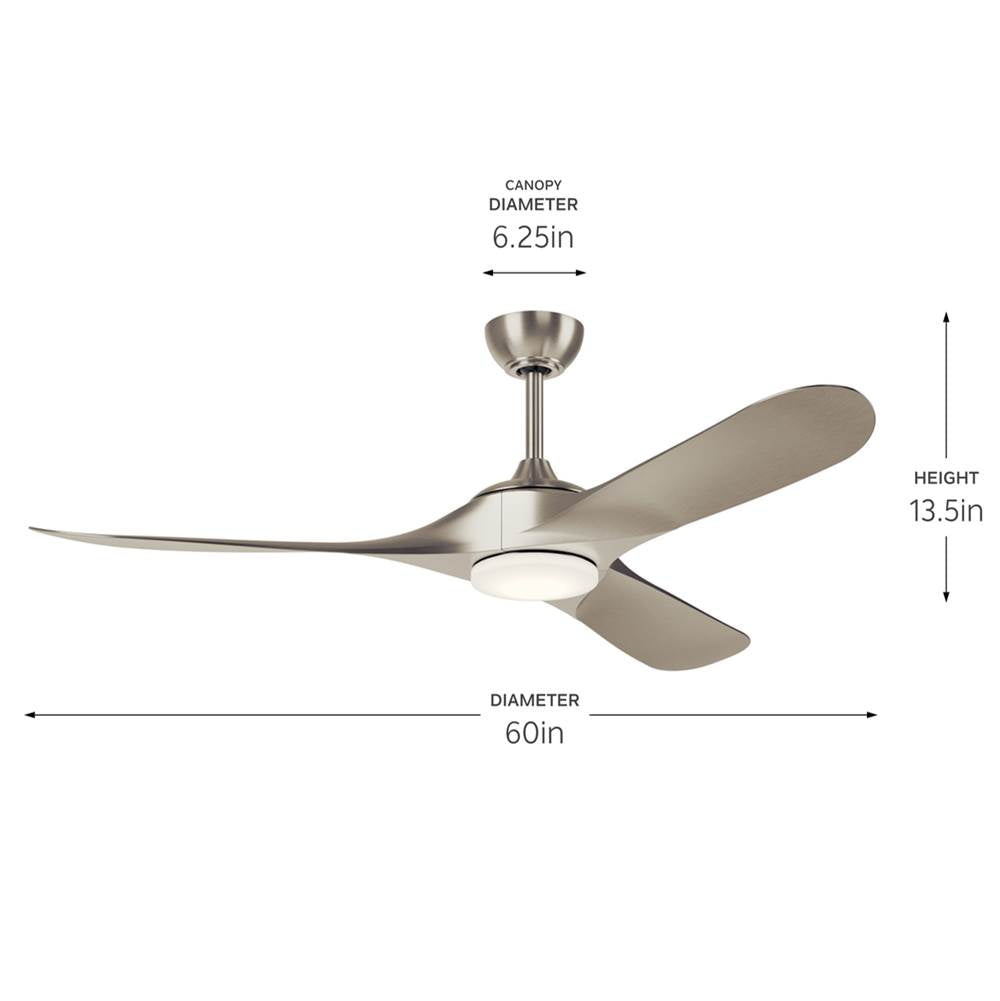 Kichler Lighting 310660NI Painted Brushed Nickel 60 Inch Mylo Weather Plus Fan Image 2