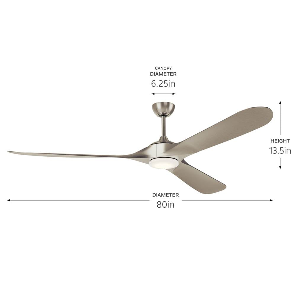 Kichler Lighting 310680NI Painted Brushed Nickel 80 Inch Mylo Weather Plus Fan Image 2