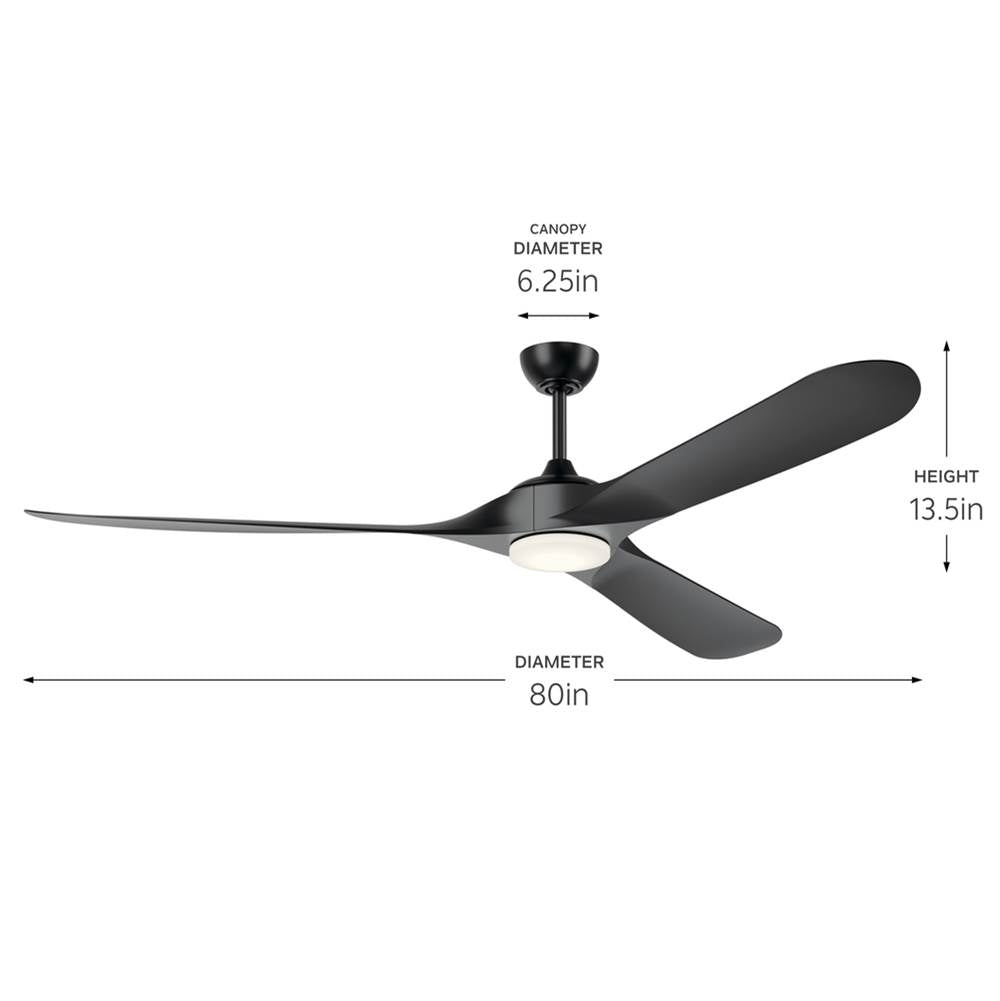 Kichler Lighting 310680SBK Satin Black 80 Inch Mylo Weather Plus Fan Image 2