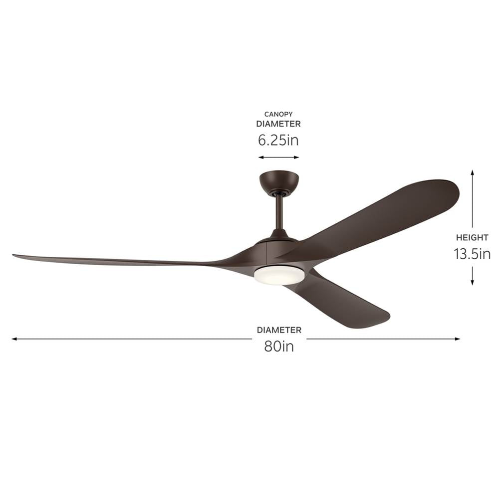 Kichler Lighting 310680SNB Satin Natural Bronze 80 Inch Mylo Weather Plus Fan Image 2