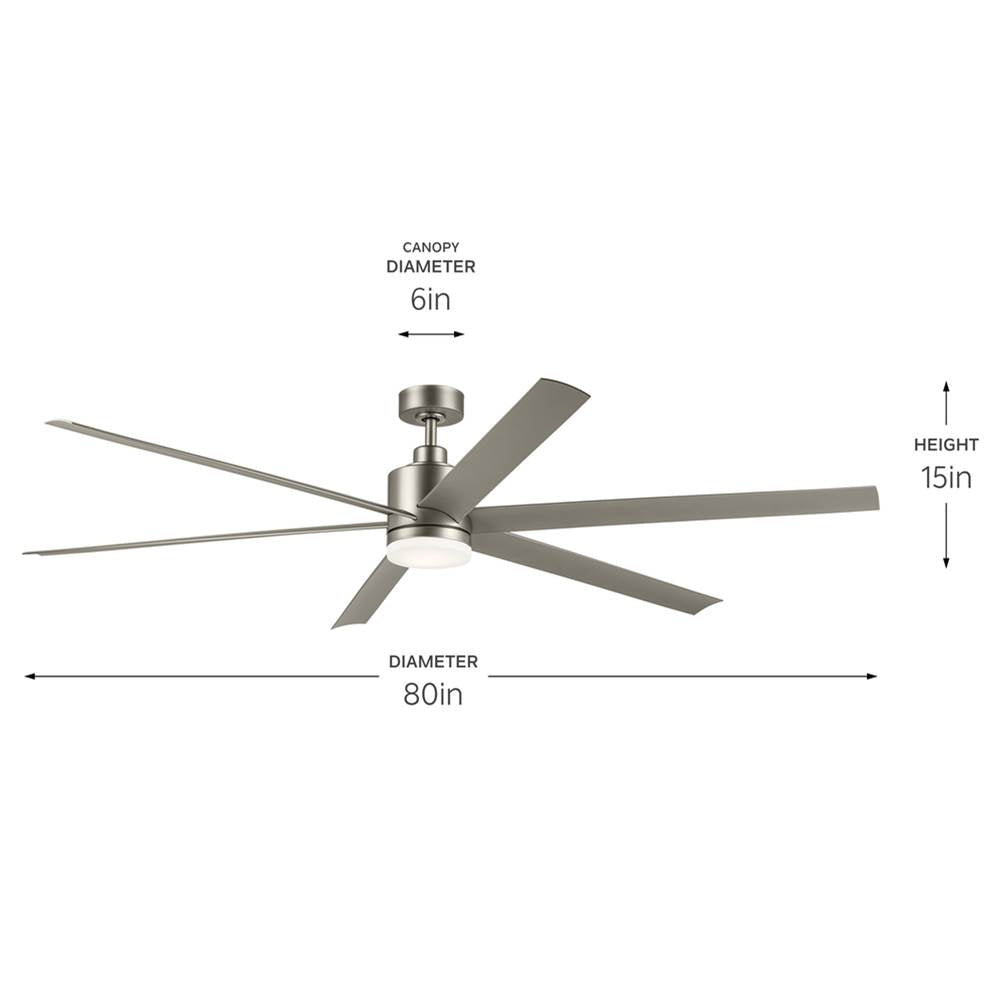 Kichler Lighting 310780NI Painted Brushed Nickel 80 Inch Loa Fan Image 2