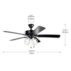 Kichler Lighting 330016SBKS Satin Black 52 Inch Basics Pro Premier Fan Image 3