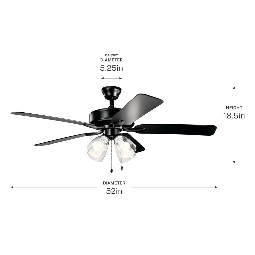 Kichler Lighting 330016SBKS Satin Black 52 Inch Basics Pro Premier Fan Image 3