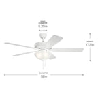 Kichler Lighting 330017MWH Matte White 52 Inch Basics Pro Select Fan Image 2