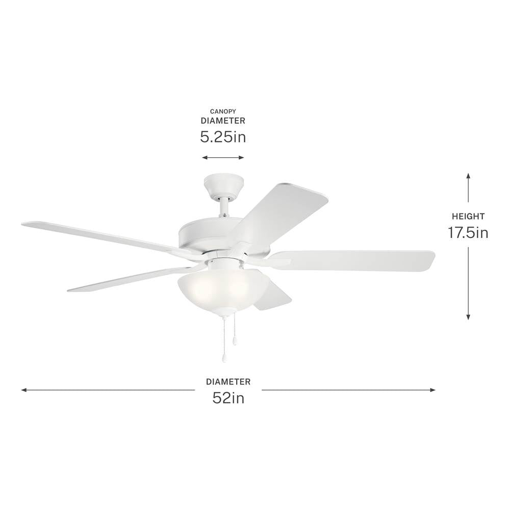 Kichler Lighting 330017MWH Matte White 52 Inch Basics Pro Select Fan Image 2