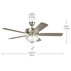 Kichler Lighting 330017NI Brushed Nickel 52 Inch Basics Pro Select Fan Image 2