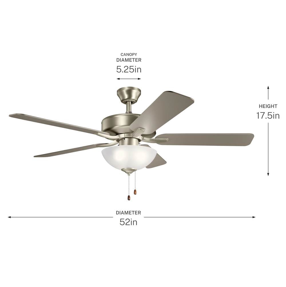 Kichler Lighting 330017NI Brushed Nickel 52 Inch Basics Pro Select Fan Image 2