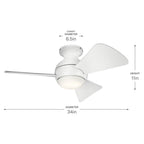 Kichler Lighting 330150MWH Matte White 34 Inch Sola Fan Led Image 2