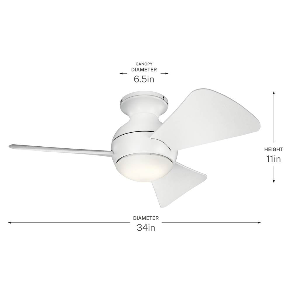 Kichler Lighting 330150MWH Matte White 34 Inch Sola Fan Led Image 2