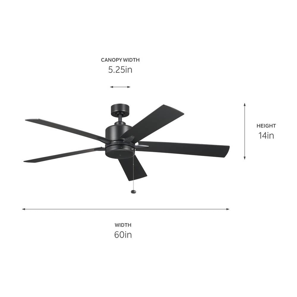 Kichler Lighting 330243SBK Satin Black 60 Inch Lucian Ii Fan Image 4