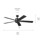 Kichler Lighting 330243SBK Satin Black 60 Inch Lucian Ii Fan Image 4